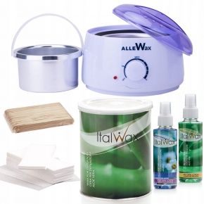 Zestaw do depilacji paskowej ItalWax podgrzewacz 100W  wosk w puszce 800ml Aloe aloesowy  dodatki