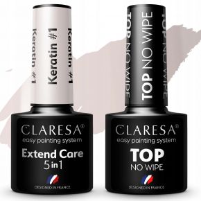Zestaw lakier hybrydowy Claresa 5in1 Keratin 1  Top No Wipe
