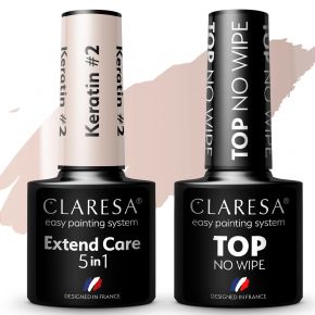 Zestaw lakier hybrydowy Claresa 5in1 Keratin 2  Top No Wipe