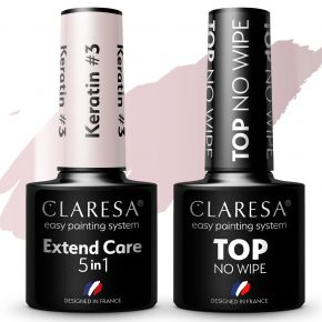 Zestaw lakier hybrydowy Claresa 5in1 Keratin 3  Top No Wipe