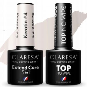 Zestaw lakier hybrydowy Claresa 5in1 Keratin 4  Top No Wipe