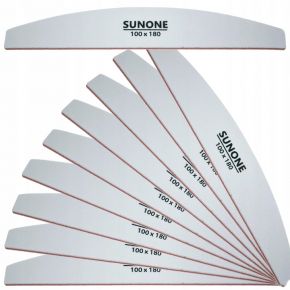 SUNONE Pilniki do paznokci 10 sztuk do manicure pedicure półksiężyc łódka biały gradacja 100/180
