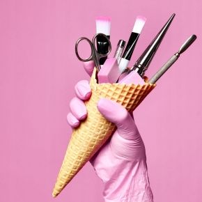 10x Blok polerski do paznokci kostka kolor różowy neon