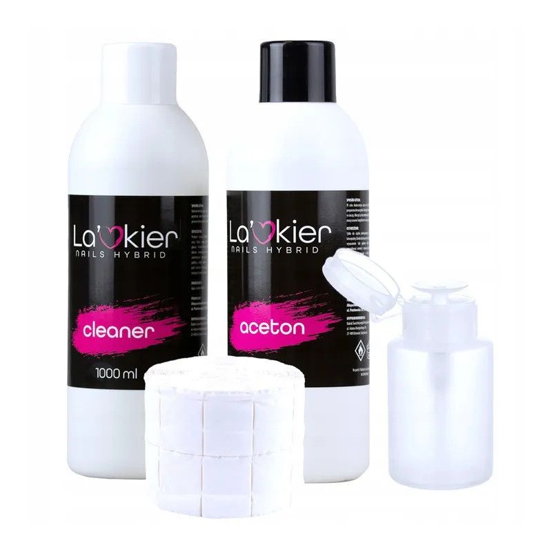 Zestaw promocyjny Cleaner 1L Aceton 1L waciki 2x500szt dozownik Zestaw promocyjny Cleaner 1L Aceton 1L waciki 2x500szt dozownik