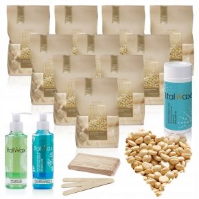 Zestaw do depilacji 82 Woski Twarde White Chocolate 1kg Talk Szpatułki Żele