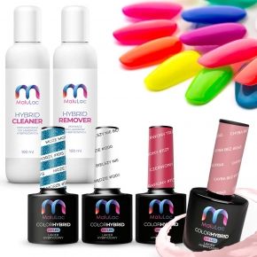 MaluLac zestaw 4 x lakier hybrydowy Aceton Cleaner