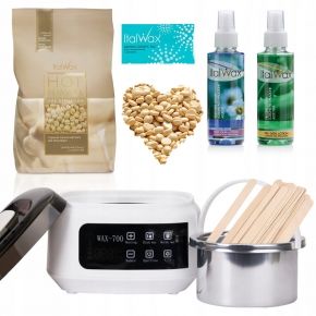 Zestaw do depilacji podgrzewacz AX700 wosk twardy White Chocolate 500g preparaty szpatułki